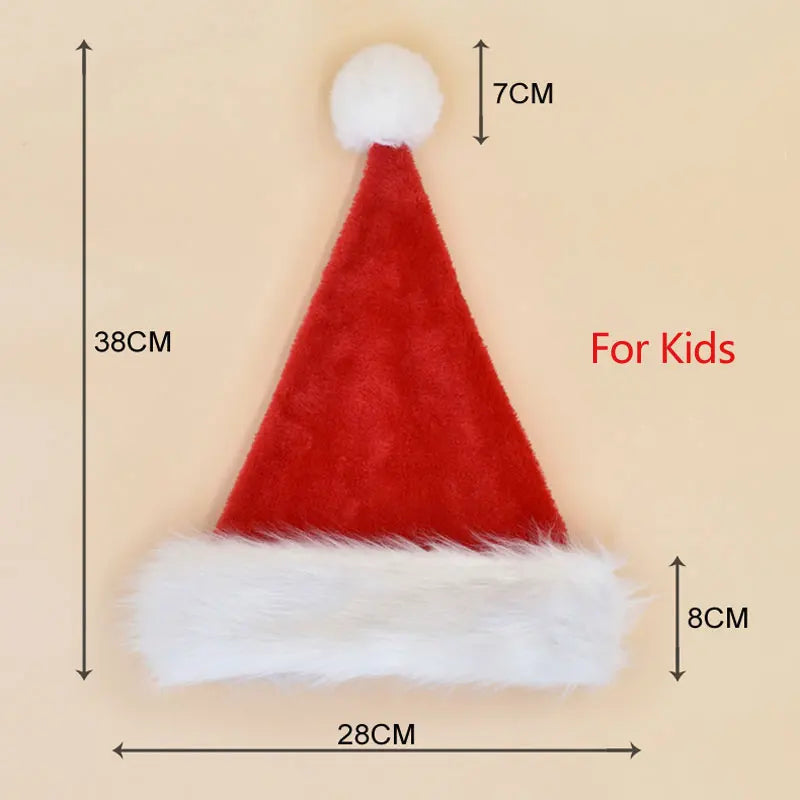 Christmas Santa Hat Xmas Long Plush Holiday Red Hat for Adults and Kids Unisex 2024 New Year Festive Party Supplies Gifts