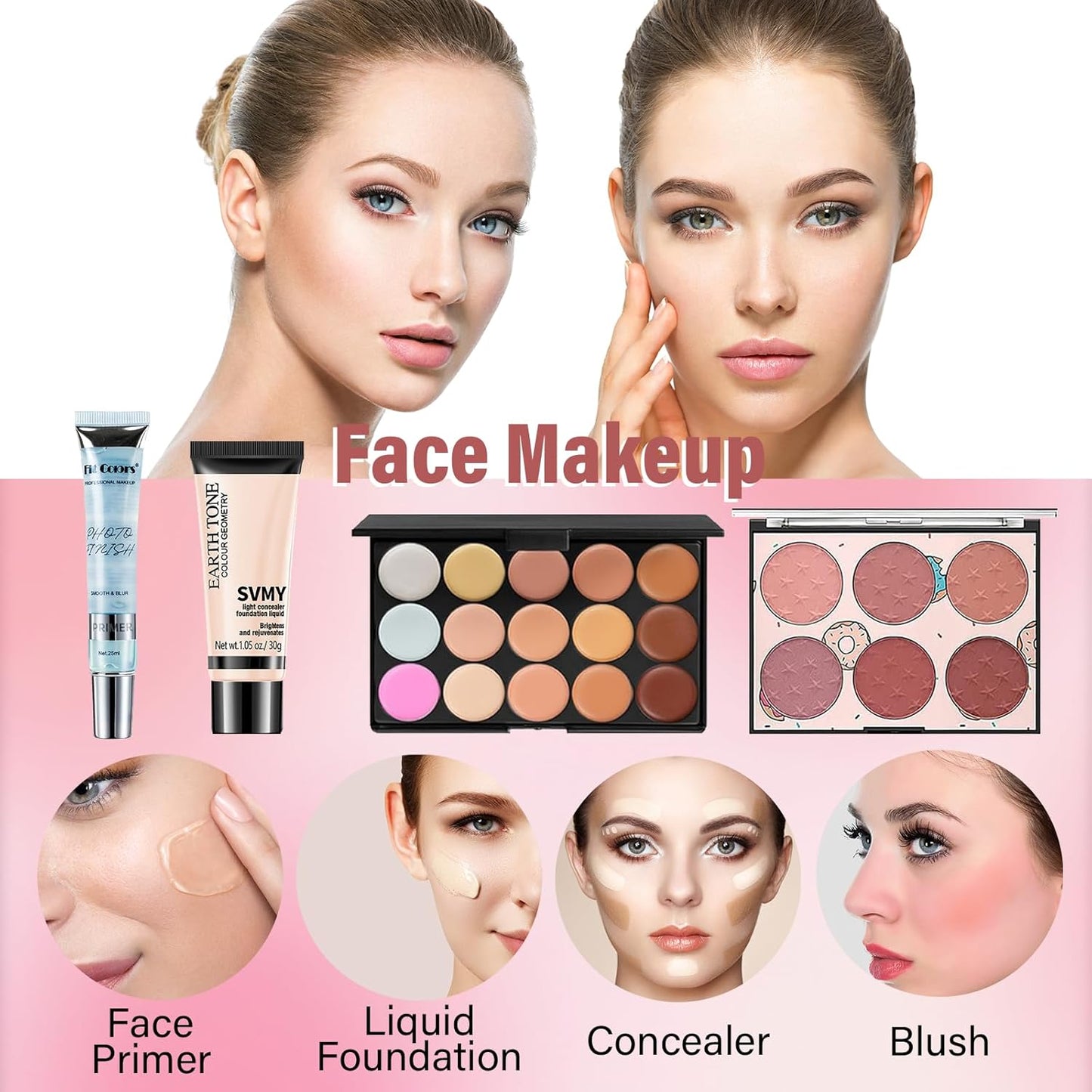 Makeup Set for Women, Makeup Kit for Beginners Teen Girls, Makeup Gift Set for Teens, Makeup Kit for Girls, Makeup for Teens, Eyeshadow Palette, Lip Gloss, Face Makeup, Eye Makeup