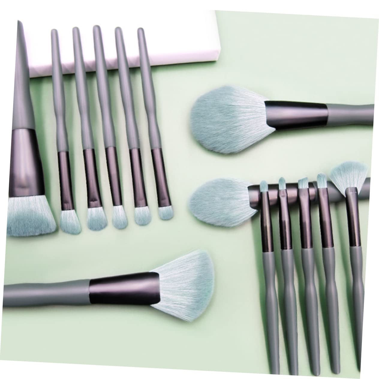 14Pcs Makeup Tools Green Fiber Wool Comfortable Makeup Brush Makeup Brush Makeup Brush Kit Aluminum Tube Solid Wood