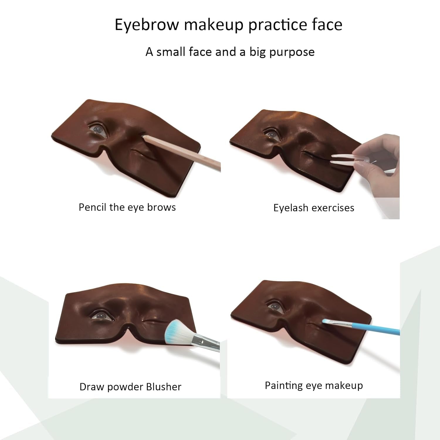 Makeup Practice Face Eye Makeup Silicone Makeup Practice Board Realistic Face Model Makeup Practice Mask,With Replaceable Eyes (Eye Makeup and Makeup Board,Black)