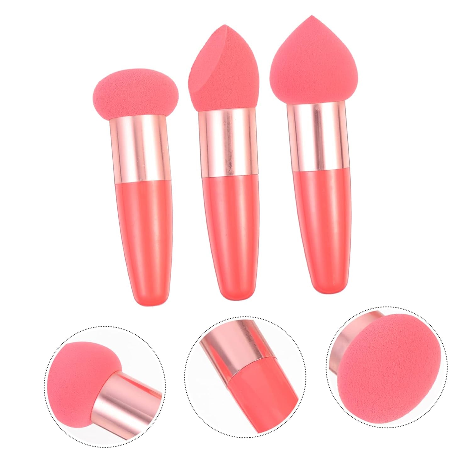 3Pcs Heart Shaped Face Wash Makeup Brush Pen Beauty Makeup Tool Small Makeup Sponges for Eyes Face Powder Puff Makeup Sponges with Handle Portable Makeup Pens Makeup Soft Sponge Pp