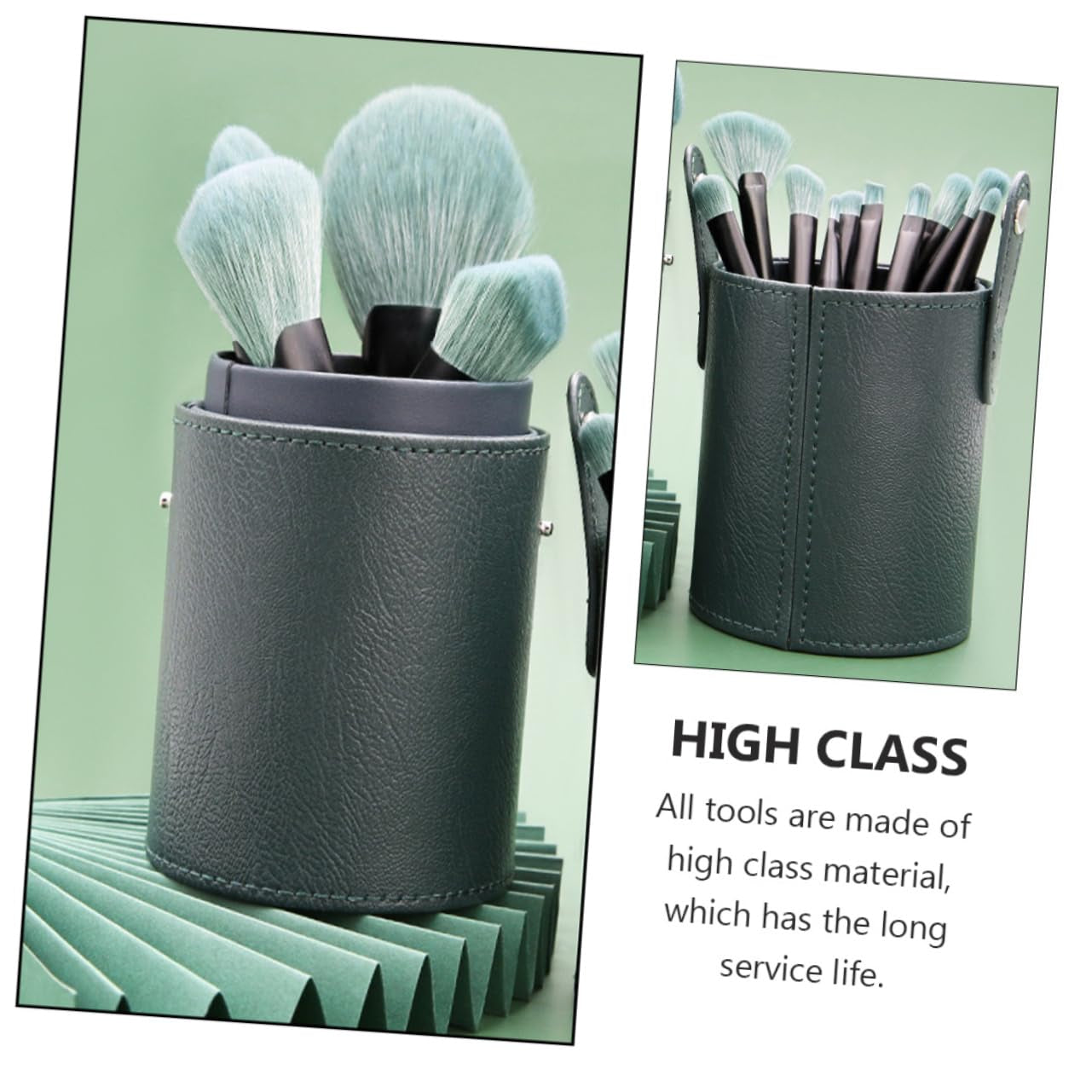 14Pcs Makeup Tools Green Fiber Wool Comfortable Makeup Brush Makeup Brush Makeup Brush Kit Aluminum Tube Solid Wood