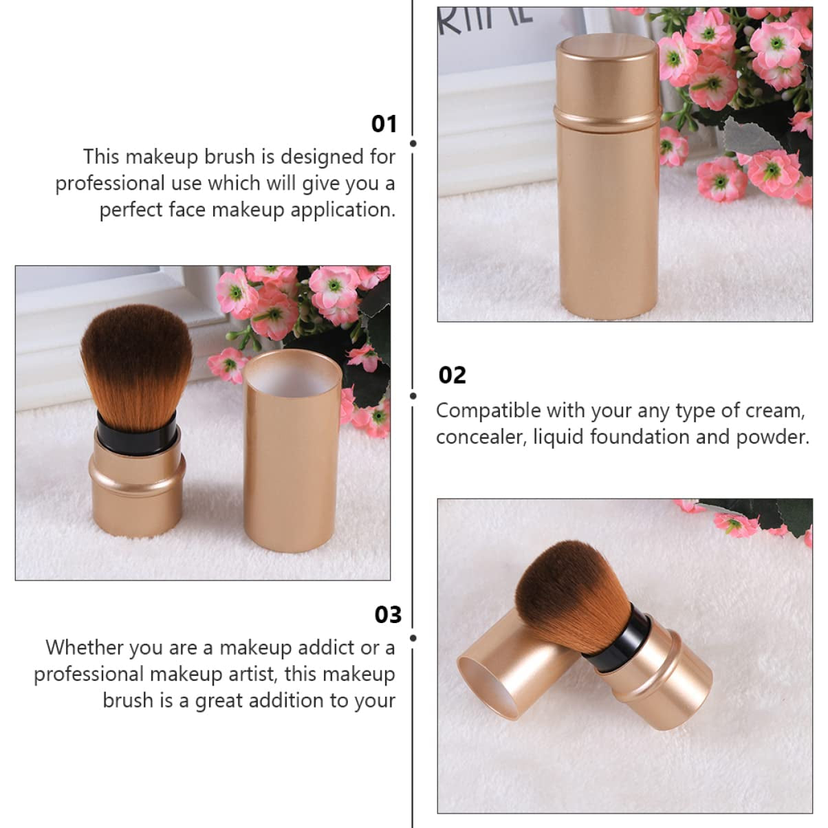 3Pcs Foundation Brush Retractable for Makeup Foundation Makeup Brush Makeup Supplies Liquid Makeup Bronzer Makeup Soft Makeup Tool Foundation Applicator Corrugated Silk Nylon Wool