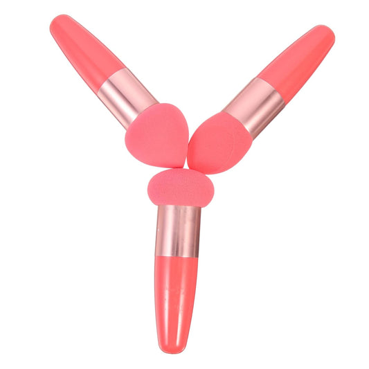 3Pcs Heart Shaped Face Wash Makeup Brush Pen Beauty Makeup Tool Small Makeup Sponges for Eyes Face Powder Puff Makeup Sponges with Handle Portable Makeup Pens Makeup Soft Sponge Pp