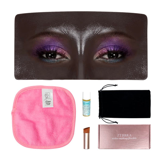 Makeup Mannequin Face, 3D Silicone Makeup Practice Face/Makeup Mannequin Face, Come with Makeup Brush, Makeup Removal, Cleanser&A Velour Bag, for Professional Makeup Artists/Beginners