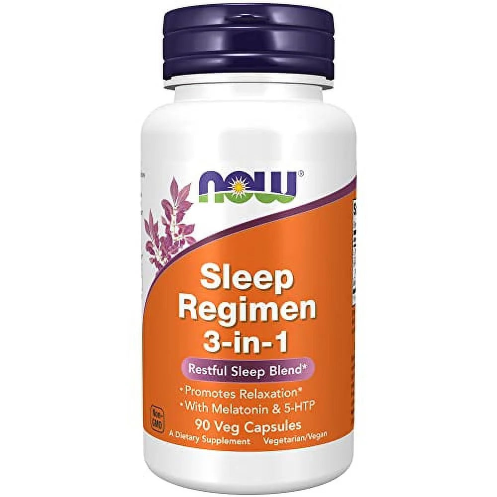 Supplements, Sleep Regimen 3-In-1, with Melatonin, 5-HTP and L-Theanine, Restful Sleep Blend*, 90 Veg Capsules