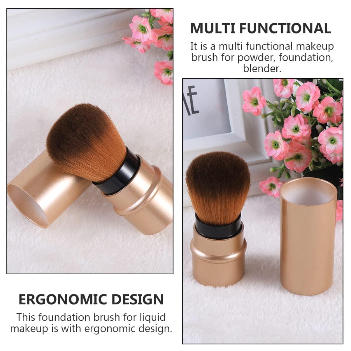 3Pcs Foundation Brush Retractable for Makeup Foundation Makeup Brush Makeup Supplies Liquid Makeup Bronzer Makeup Soft Makeup Tool Foundation Applicator Corrugated Silk Nylon Wool