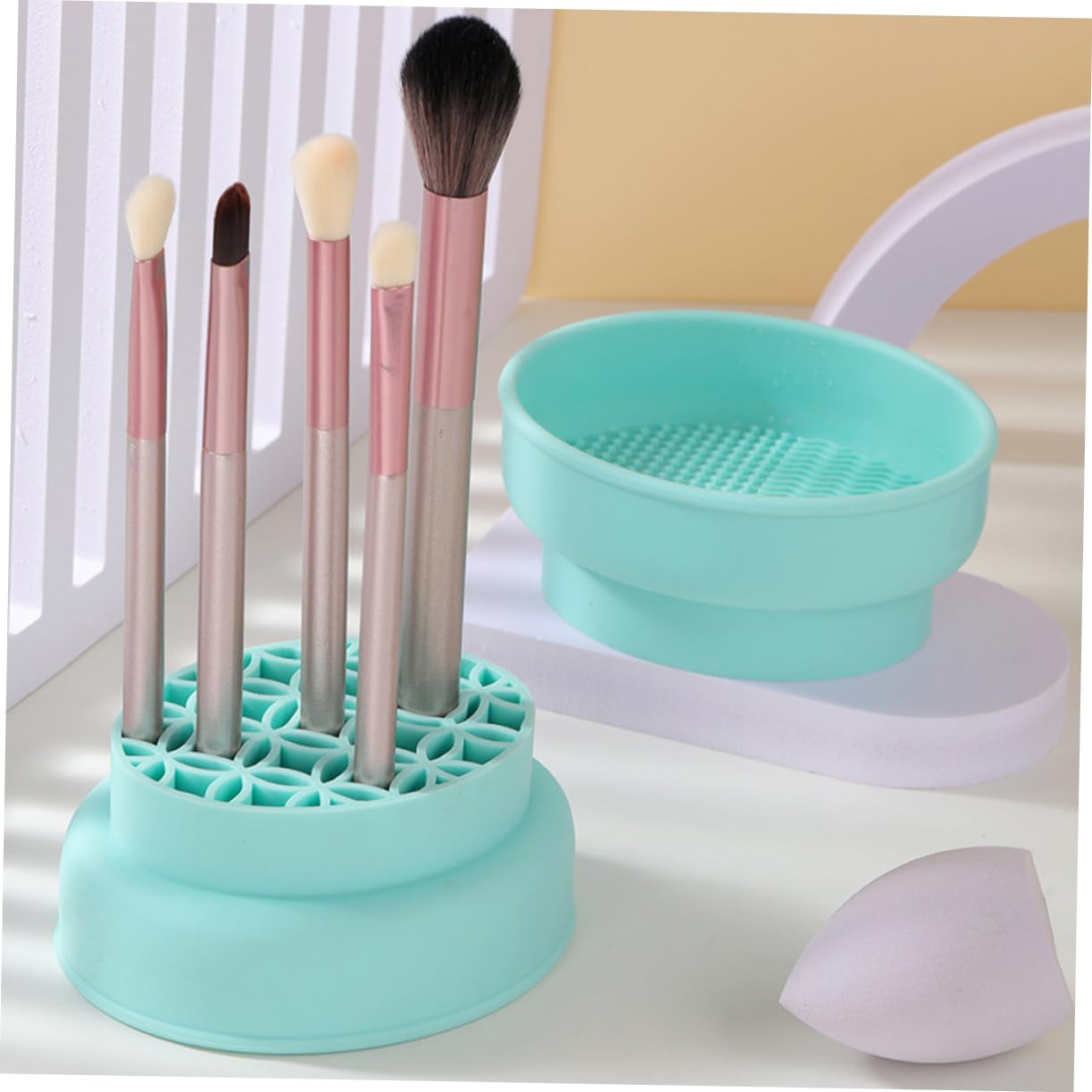 Makeup Brush Drying Stand Makeup Brush Scrubber Makeup Brush Cleaner Makeup Brush Drying Mat Makeup Brush Holder Cleaner Bowl for Makeup Tools Brush Drying Holder Green