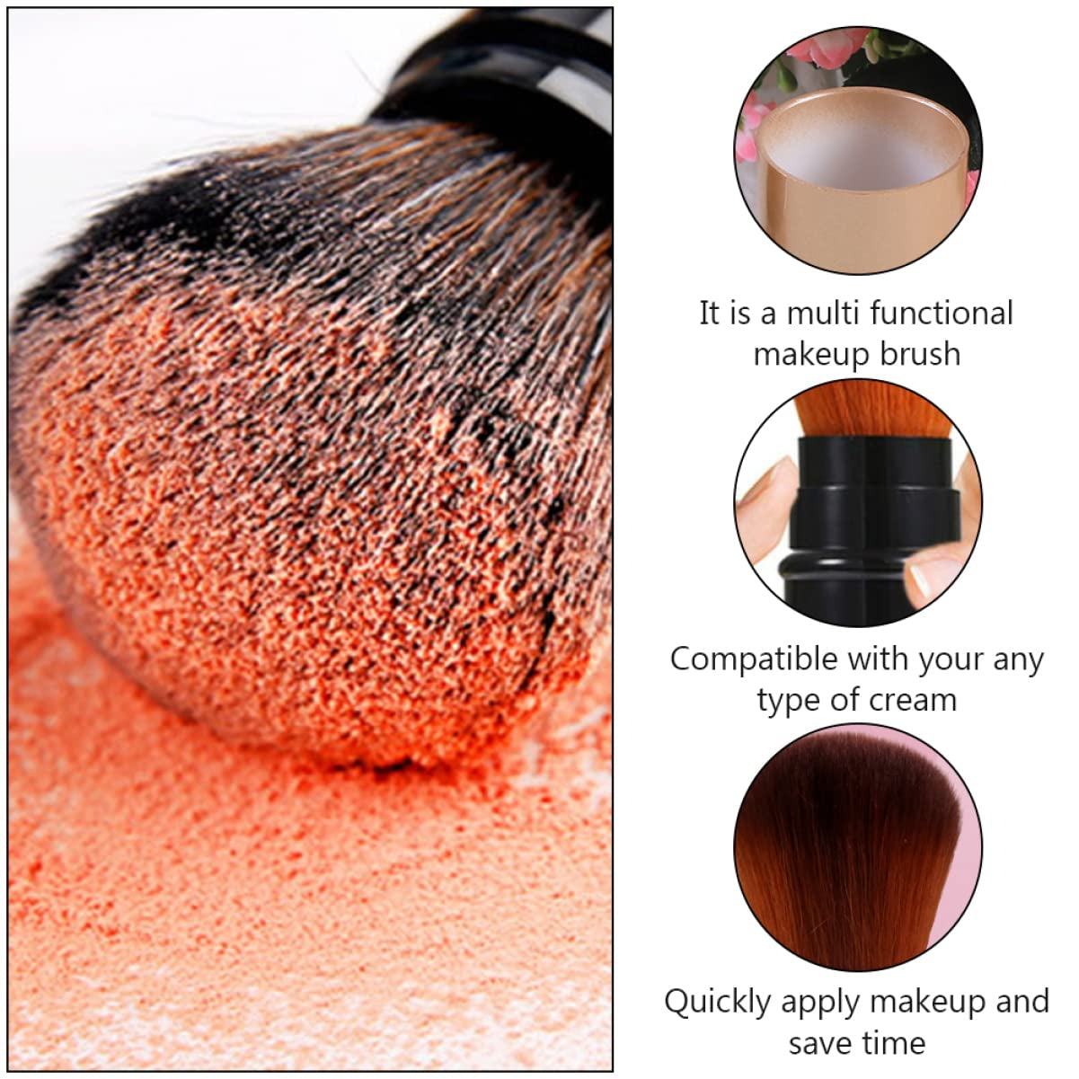 3Pcs Foundation Brush Retractable for Makeup Foundation Makeup Brush Makeup Supplies Liquid Makeup Bronzer Makeup Soft Makeup Tool Foundation Applicator Corrugated Silk Nylon Wool