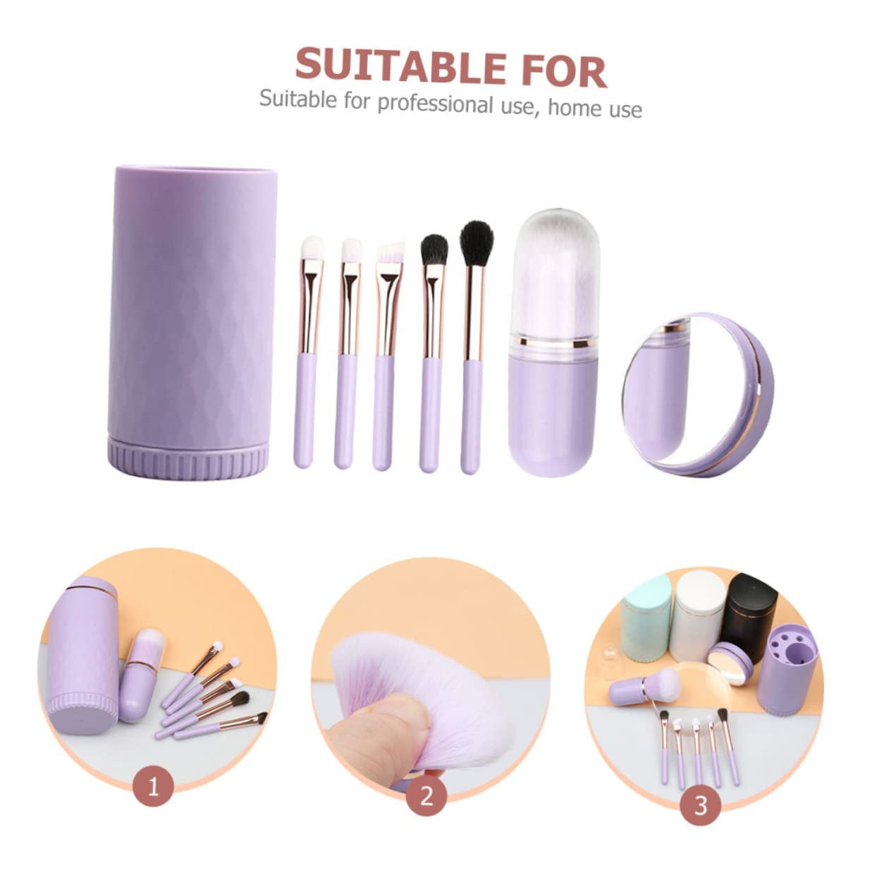 1 Set Makeup Brush Set Supple Makeup Brush Loose Powder Brushes Travel Makeup Cosmetics Supply Mini Makeup Blush Brush Face Beauty Tools Girl Makeup Brush Women Makeup Wool Violet