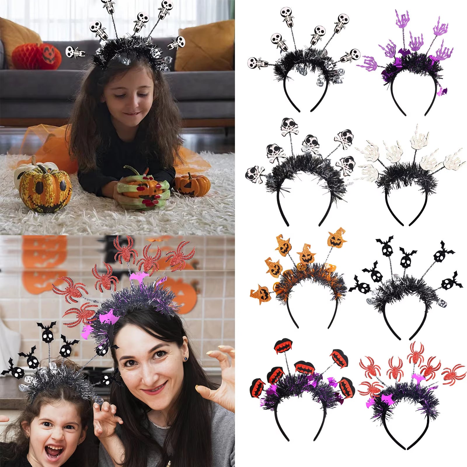 Halloween Headbands for Women Bulk Skeleton Pumpkin Bat Headband Set for Halloween Wide Halloween Decoration Fast Shipping