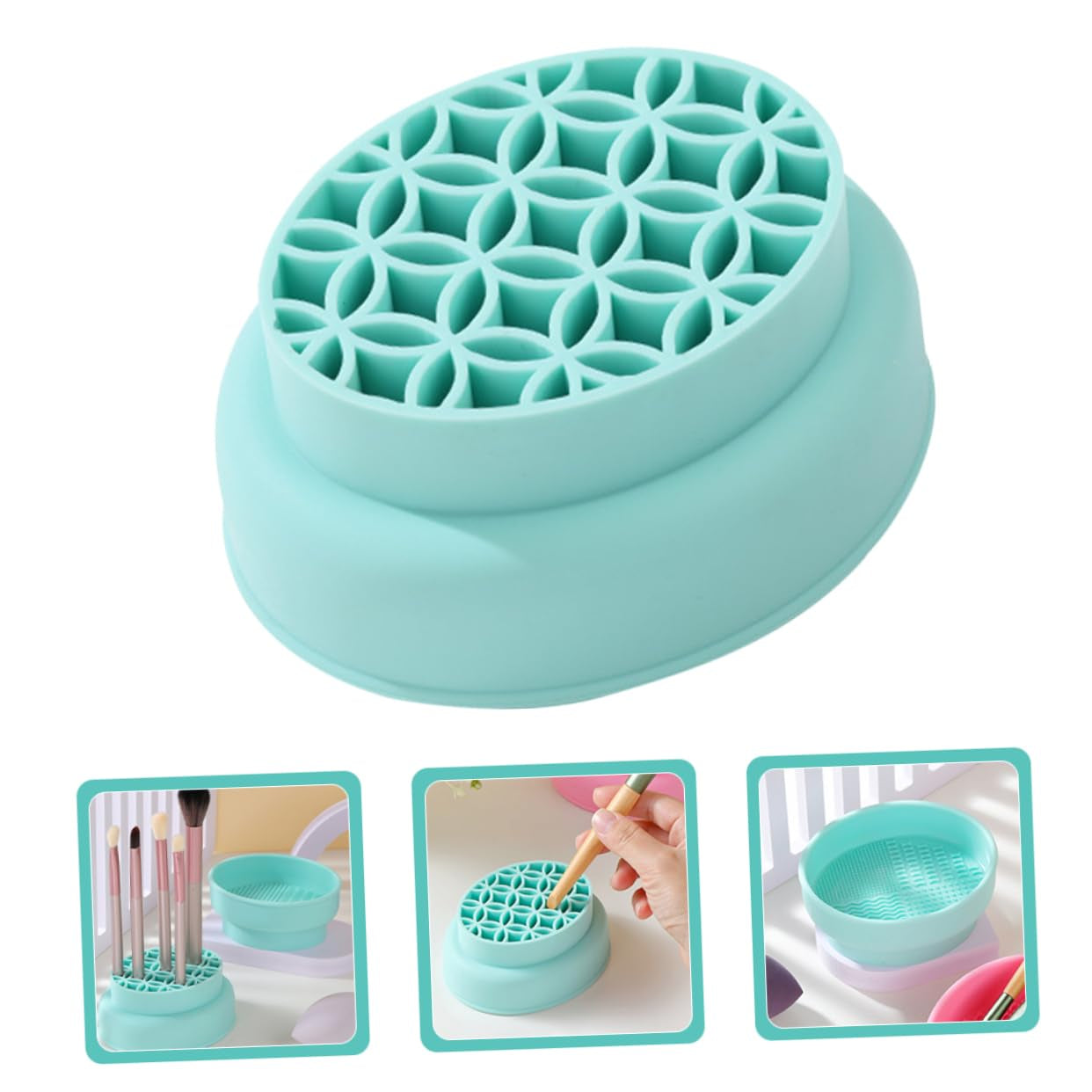 Makeup Brush Drying Stand Makeup Brush Scrubber Makeup Brush Cleaner Makeup Brush Drying Mat Makeup Brush Holder Cleaner Bowl for Makeup Tools Brush Drying Holder Green