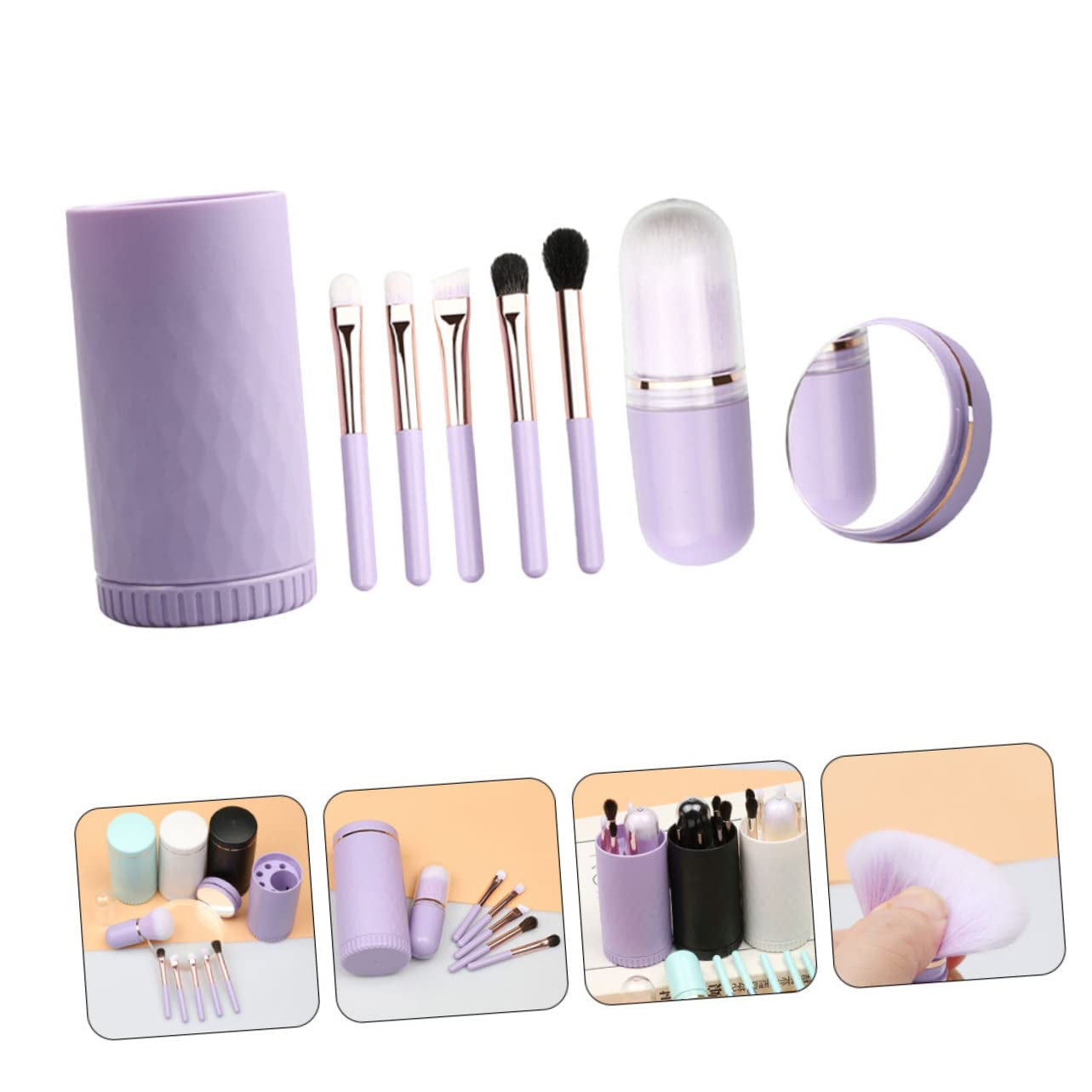 1 Set Makeup Brush Set Supple Makeup Brush Loose Powder Brushes Travel Makeup Cosmetics Supply Mini Makeup Blush Brush Face Beauty Tools Girl Makeup Brush Women Makeup Wool Violet