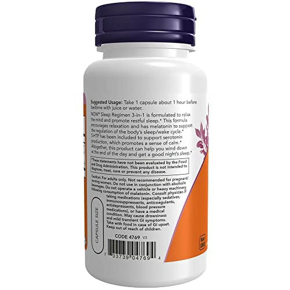 Supplements, Sleep Regimen 3-In-1, with Melatonin, 5-HTP and L-Theanine, Restful Sleep Blend*, 90 Veg Capsules